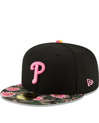New Era Black Philadelphia Phillies Floral Morning 59fifty Fitted Hat
