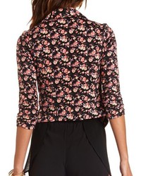 Charlotte Russe Floral Print Open Cropped Blazer