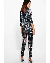 Boohoo Florence Printed Floral Blazer Skinny Trouser Set