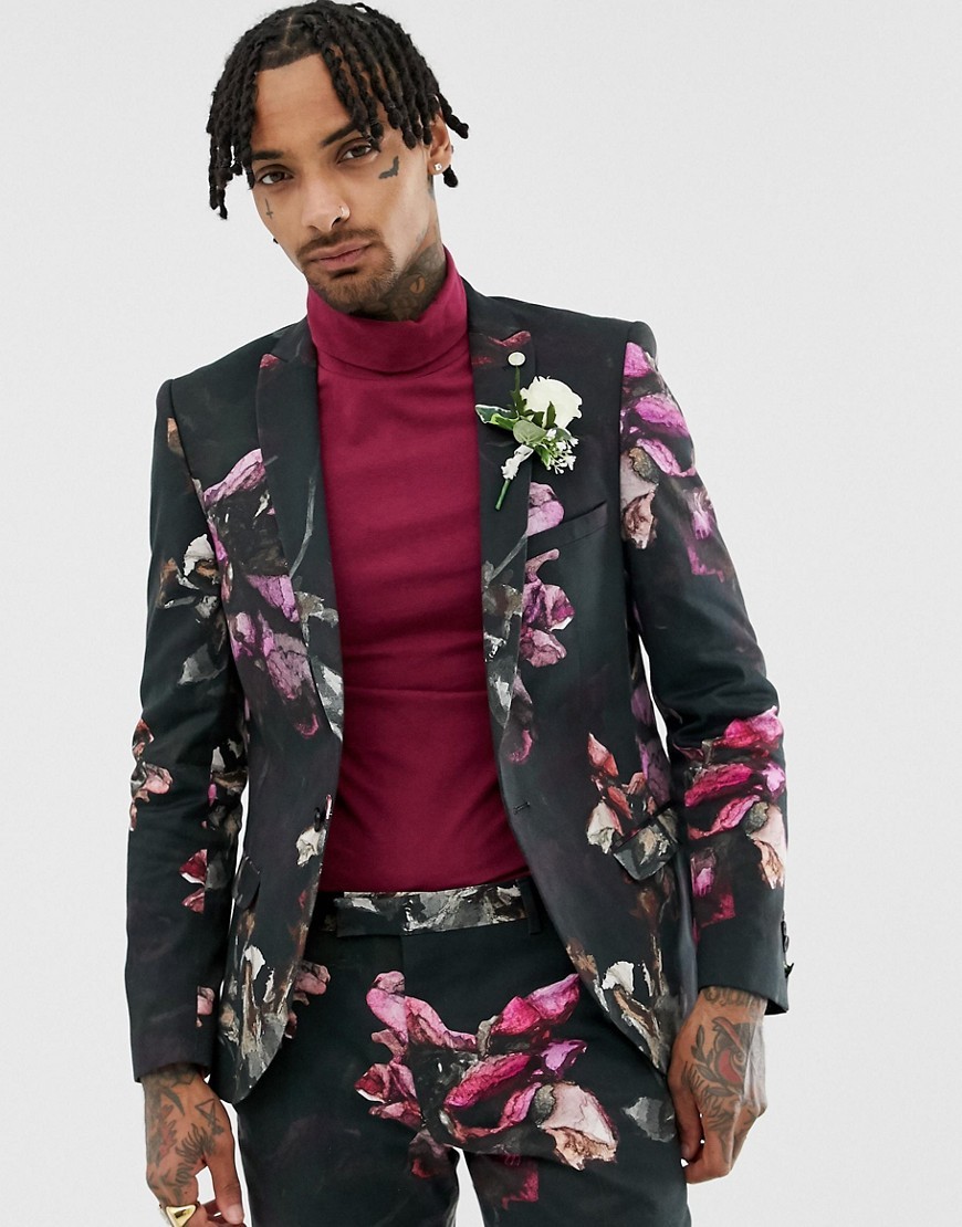 Tailor Super Skinny Suit Jacket In Floral Print, $47 | Asos | Lookastic