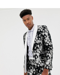 ASOS Edition Tall Slim Tuxedo Suit Jacket In Monochrome Floral Jacquard