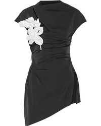 Rosie Assoulin Cutout Floral Appliqud Taffeta Top Black