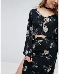 Pull&Bear Floral Crop Blouse