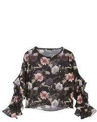 Soprano Floral Print Sheer Top