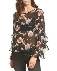 Soprano Floral Print Sheer Top