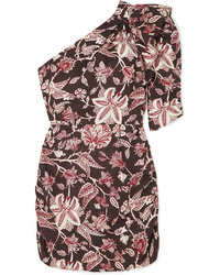 Isabel Marant Lilia One Shoulder Floral Print Cotton Mini Dress