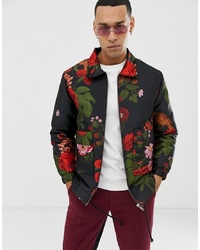 Profound Aesthetic Floral Boxy Fit Jacket In Black