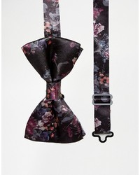 Asos Wedding Dark Floral Bow Tie Pocket Square Suspenders Set