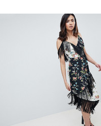 Asos Tall Asos Design Tall Fringe Cami Midi Dress In Mixed Floral Print