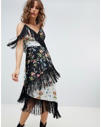 ASOS DESIGN Fringe Cami Midi Dress In Mixed Floral Print