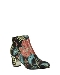 Black Floral Canvas Ankle Boots
