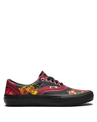 Black Floral Canvas Low Top Sneakers