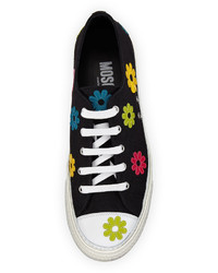 Moschino Low Top Sneaker With Floral Appliqu Black