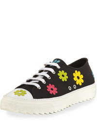 Moschino Low Top Sneaker With Floral Appliqu Black