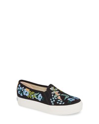 Keds X Rifle Paper Co Triple Decker Embroidered Slip On Sneaker