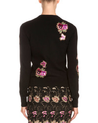 Givenchy Floral Embroidered Novelty Cardigan Black