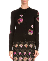 Givenchy Floral Embroidered Novelty Cardigan Black