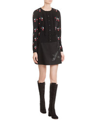 RED Valentino Wool Floral Knit Cardigan
