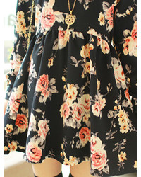 Choies Floral Black High Waist Dress