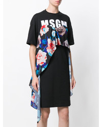 MSGM Floral Detail Logo T Shirt Dress