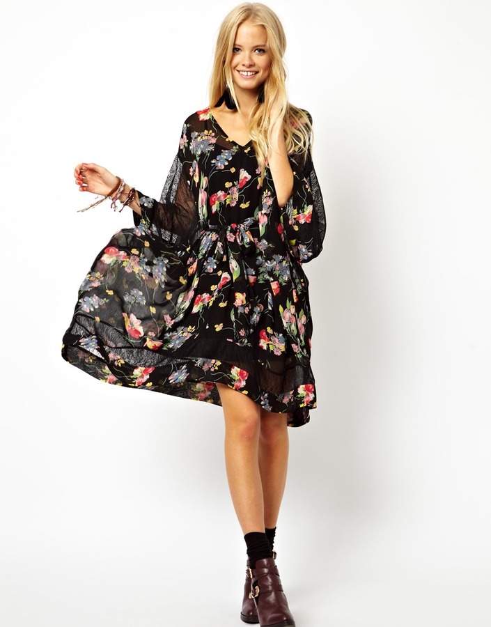 Asos Black Floral Dress Top Sellers, 55% OFF | campingcanyelles.com