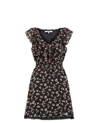 New Look Black And Cream Floral Ruffle Dress