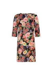New Look Black Bold Floral 34 Sleeve Tunic Dress