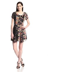 Lucca Couture Short Sleeve Floral Open Back Dress