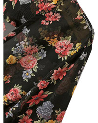 Choies Black Floral Single Breasted V Neck Chiffon Maxi Dress