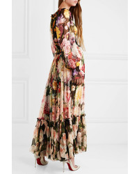 Dolce & Gabbana Floral Print Silk Chiffon Gown