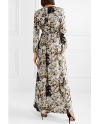Adam Lippes Floral Print Silk De Chine Maxi Dress