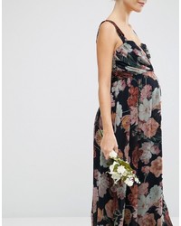 Asos Maternity Wedding Floral Chiffon Bandeau Maxi Dress