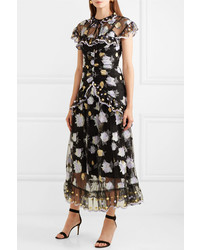 Alice McCall Ruffled Embroidered Tulle Midi Dress