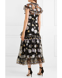 Alice McCall Ruffled Embroidered Tulle Midi Dress