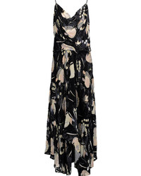Haute Hippie The Solitaire Ruffled Floral Print Chiffon And Velvet Maxi Dress