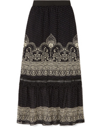 Anna Sui Fountains Of Fancy Printed Fil Coup Chiffon Maxi Skirt