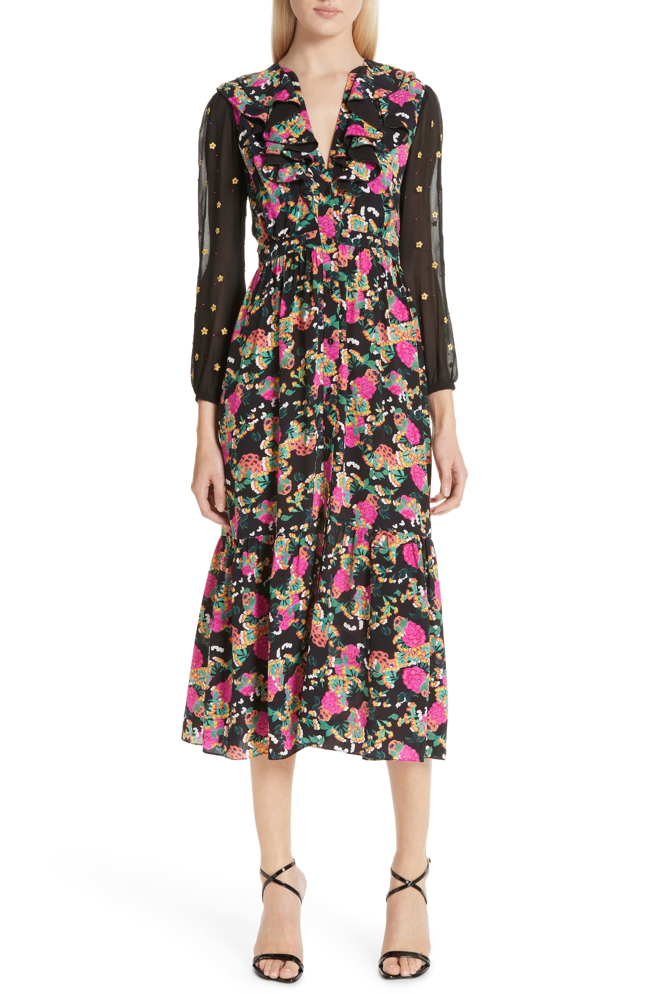 Saloni Ginny Silk Midi Dress, $795 | Nordstrom | Lookastic