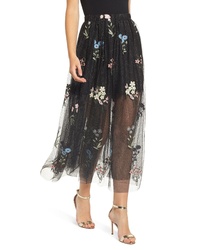 Endless Rose Embroidered Mesh Maxi Skirt