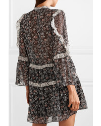 Ulla Johnson Essie Ruffled Floral Print Fil Coup Chiffon Mini Dress