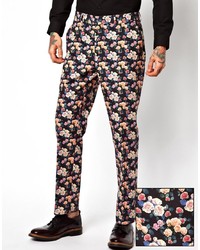 Asos Slim Fit Smart Trousers In Floral Print