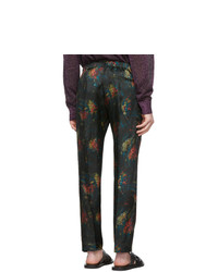 Dries Van Noten Black And Multicolor Floral Perkino Trousers