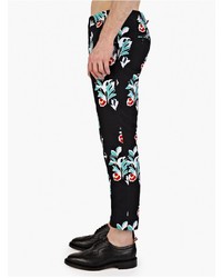 Thom Browne Navy Slim Fit Floral Print Trousers