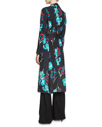Diane von Furstenberg Collared Floral Printed Silk Coat
