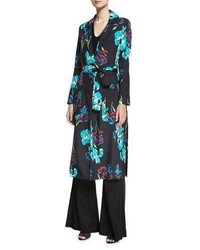 Diane von Furstenberg Collared Floral Printed Silk Coat
