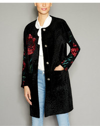 The Fur Vault Floral Embroidered Shearling Lamb Coat