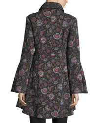 Nanette Lepore Floral Jacquard Zip Front Topper Coat