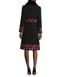Kate Spade New York Lanni Multicolor Floral Coat With Faux Fur Collar
