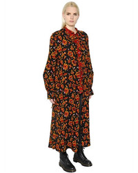 Y's Oversized Floral Jacquard Wool Coat