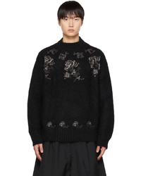 Sacai Black Flower Embroidery Sweater