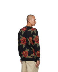 Wacko Maria Black Jacquard Flower Sweater